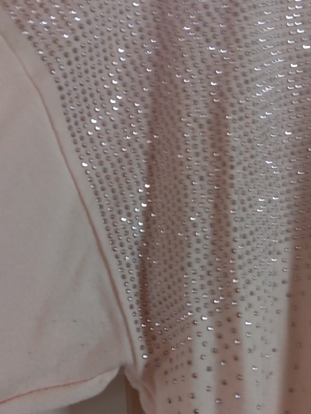 Charles Henry Blush Pink Short Sleeve Rhinestone Scoop Neck Top - Picture 3 of 5